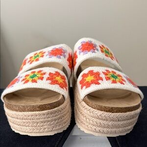 Aqua Women's Espadrilles with Colorful Floral Embroidery